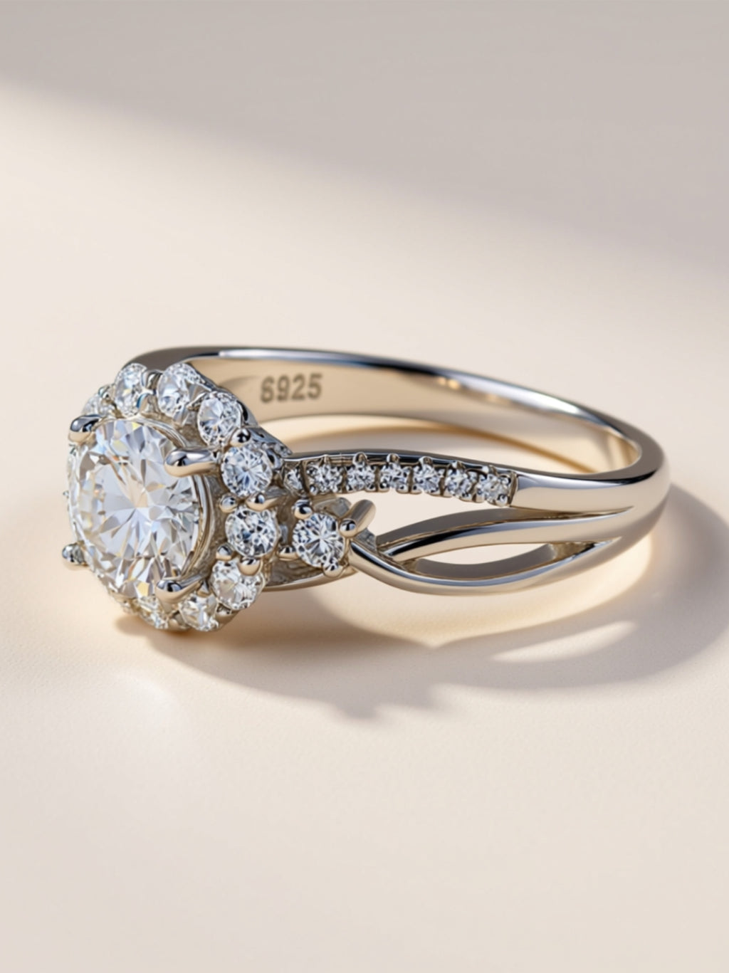 2 Carat Moissanite Halo Engagement Ring