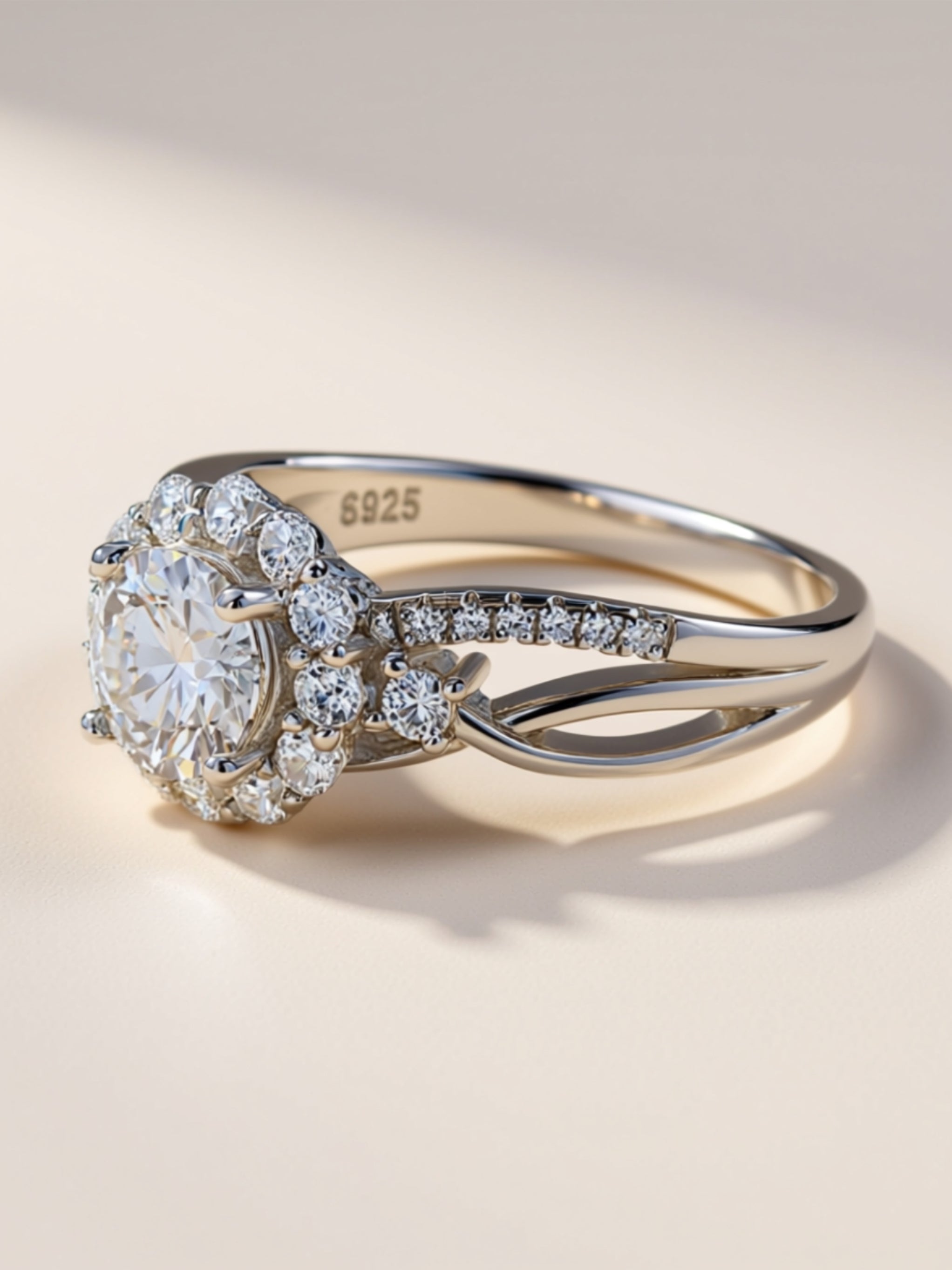 2 Carat Moissanite Halo Engagement Ring