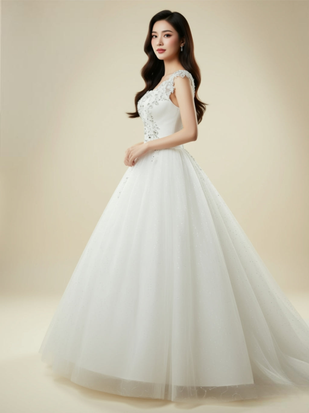 Lace Appliqué Ball Gown Wedding Dress