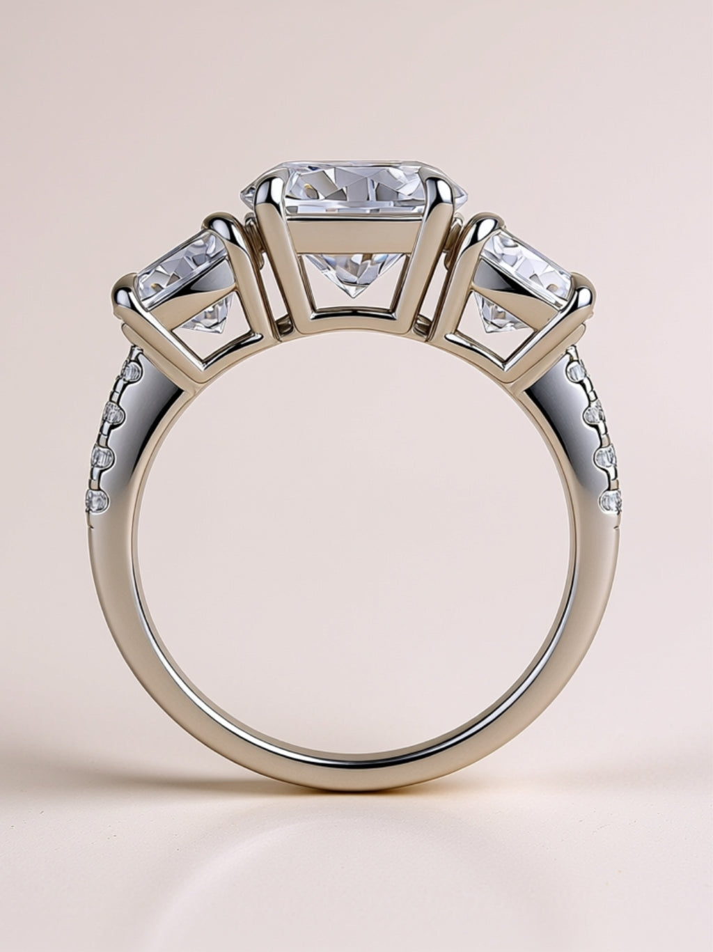 3CT Three‑Stone Moissanite Engagement Ring