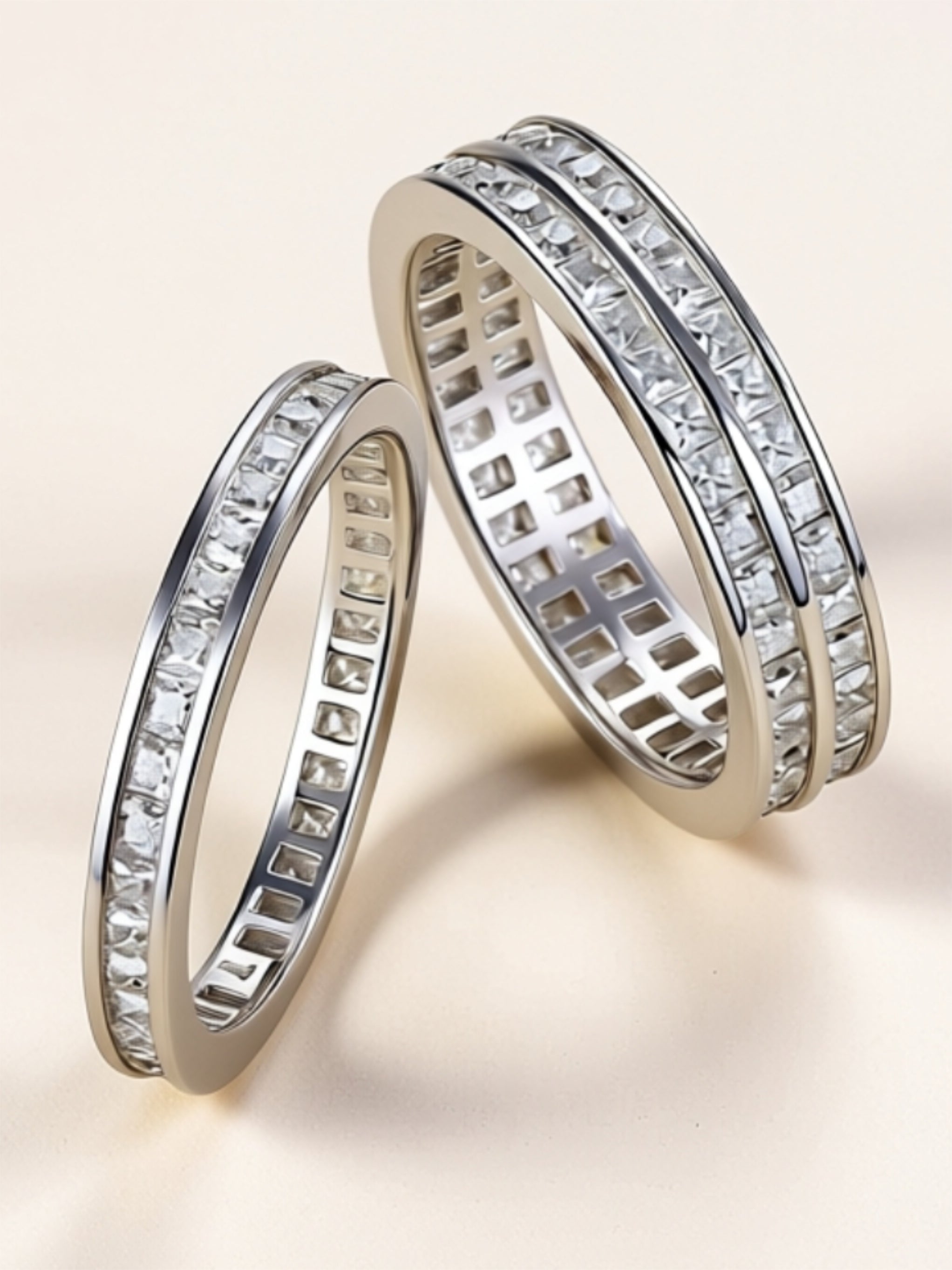 Triple‑Row Moissanite Ring Set