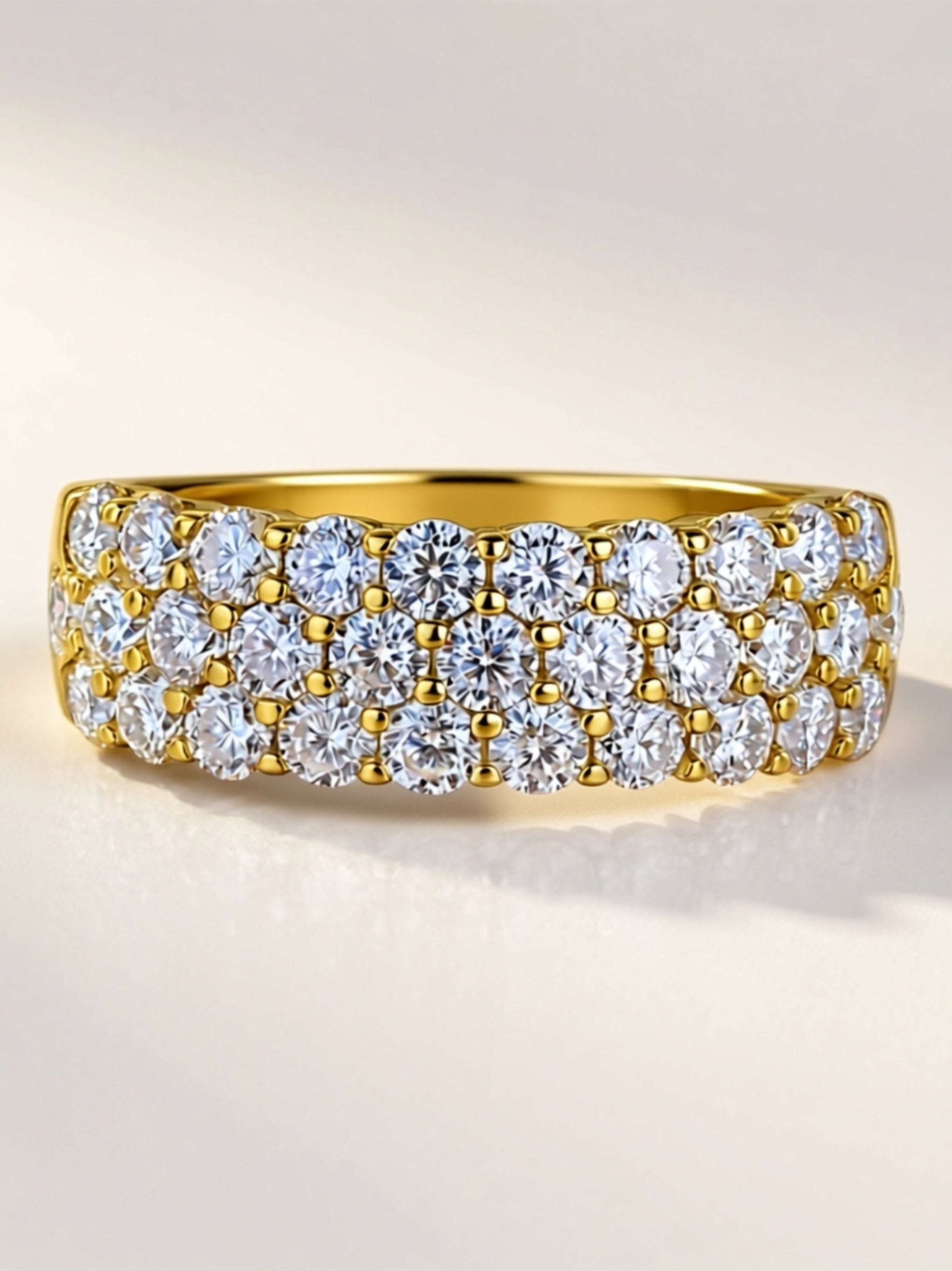 Triple Row Micro‑Pavé Moissanite Band Ring