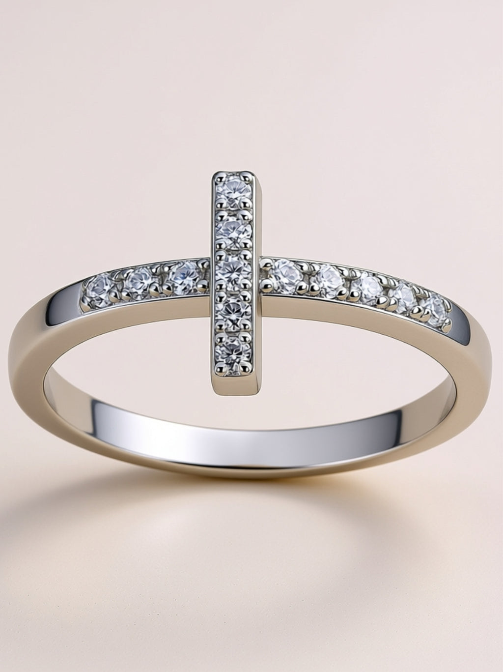 Dainty Moissanite Cross Ring – S925 Gold‑Plated Sterling Silver