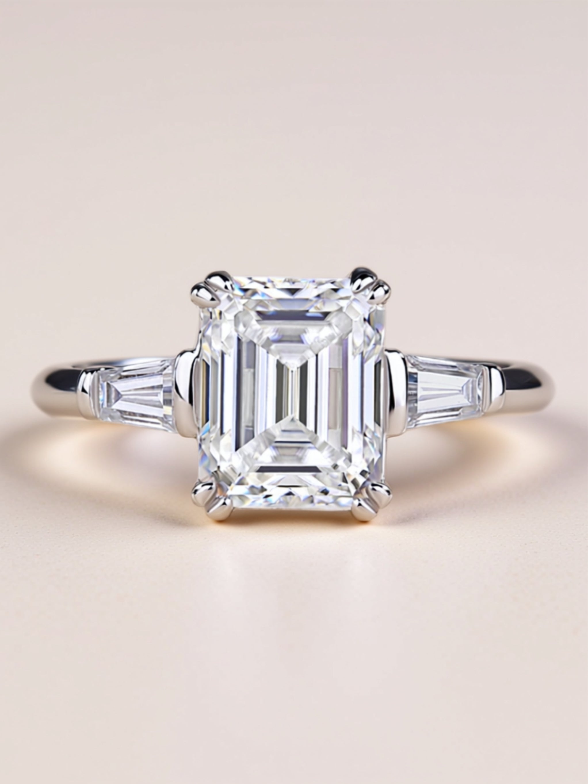 Emerald‑Cut Moissanite Engagement Ring