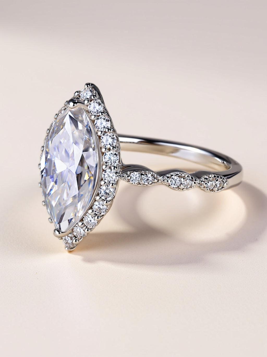 Marquise Moissanite Engagement Ring