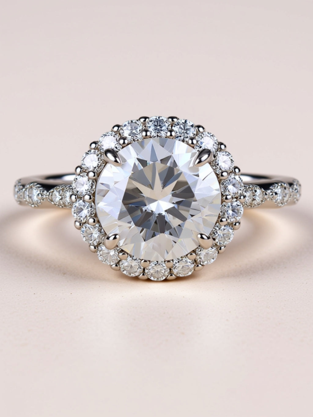 3 Carat Moissanite Halo Engagement Ring