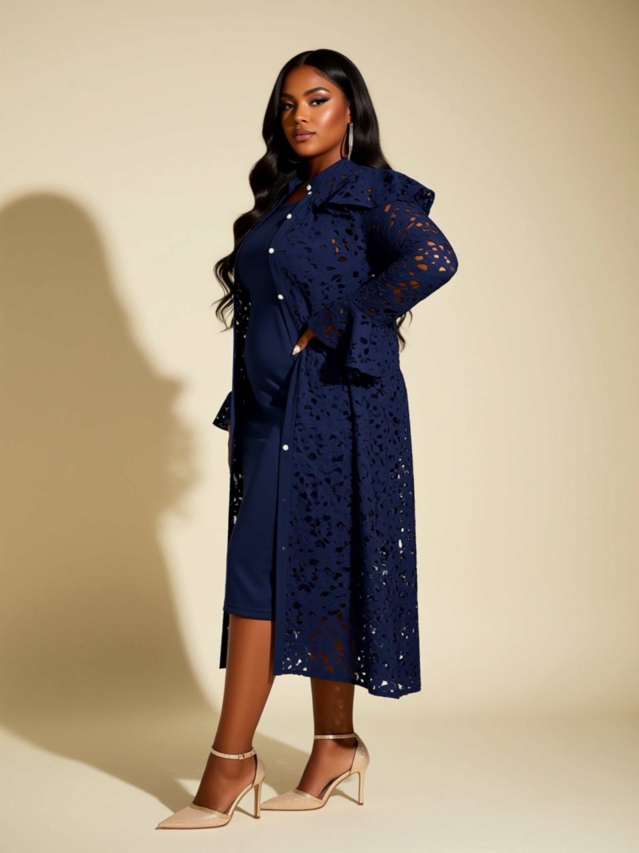 Two‑Piece Lace Midi Dress Set
