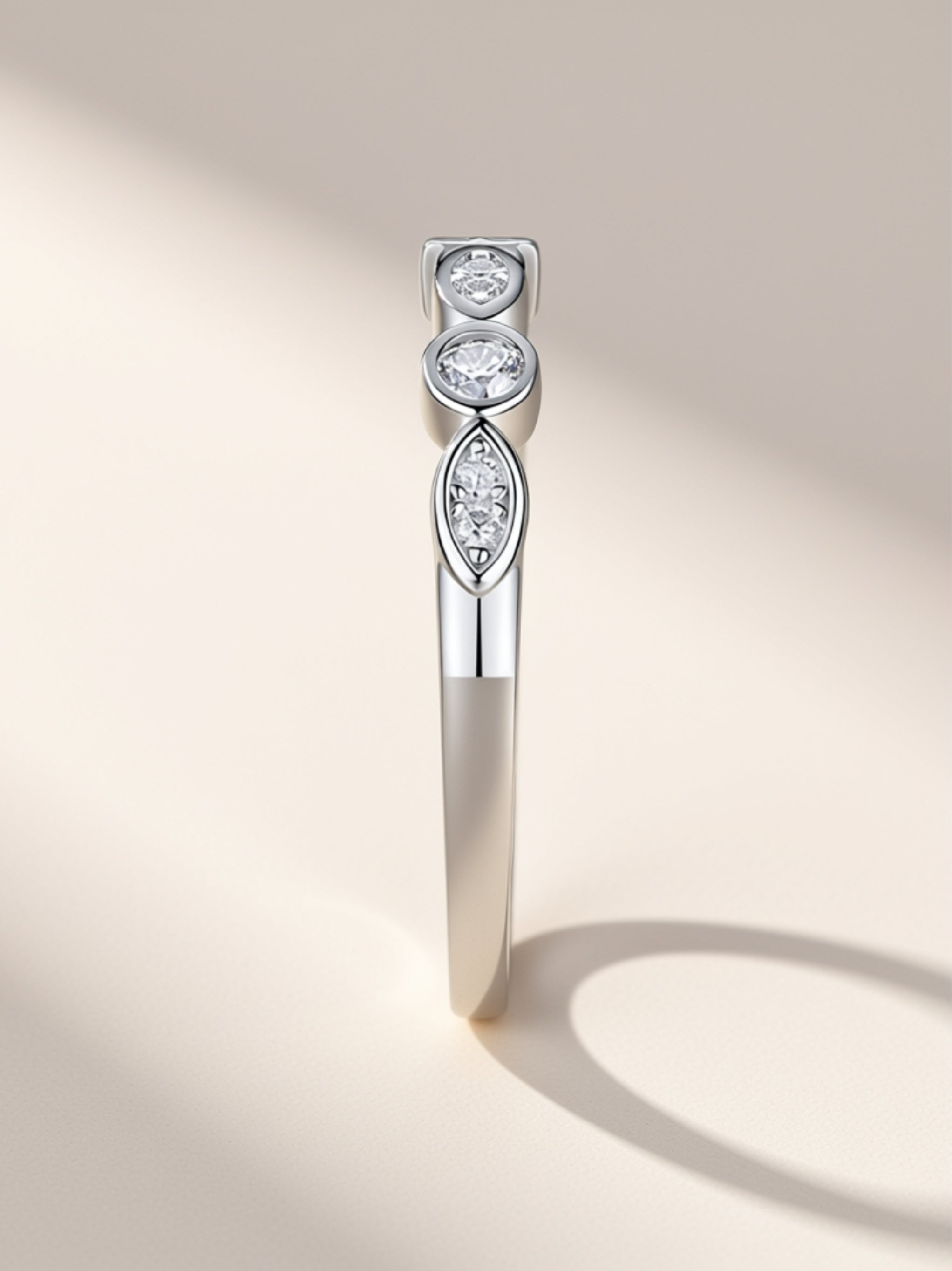 Vintage Marquise & Round Moissanite Band