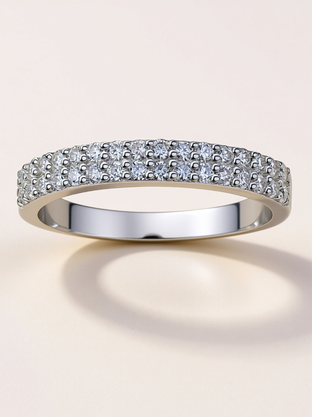 S925 Platinum‑Plated Double‑Row Moissanite Band