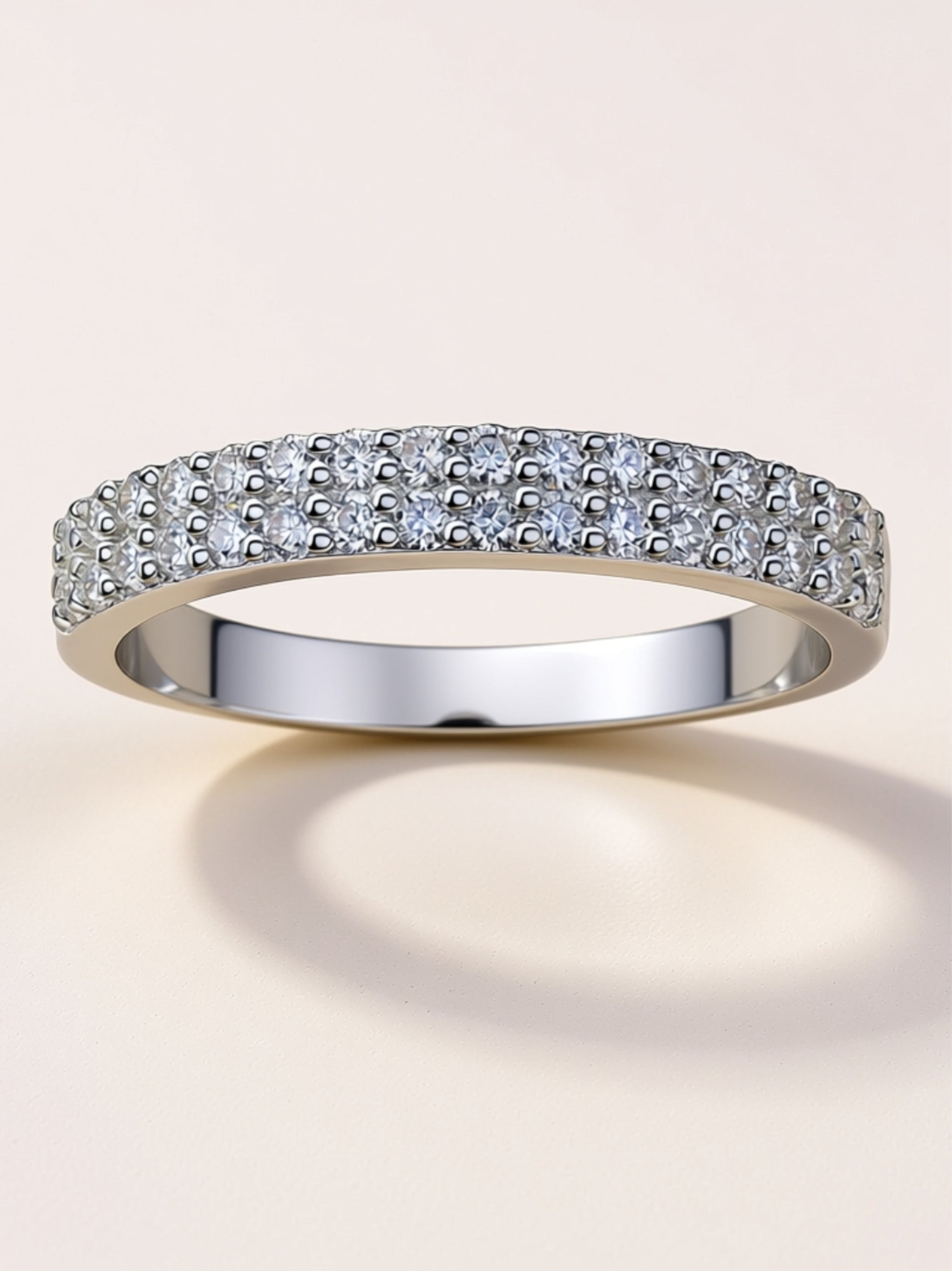 S925 Platinum‑Plated Double‑Row Moissanite Band