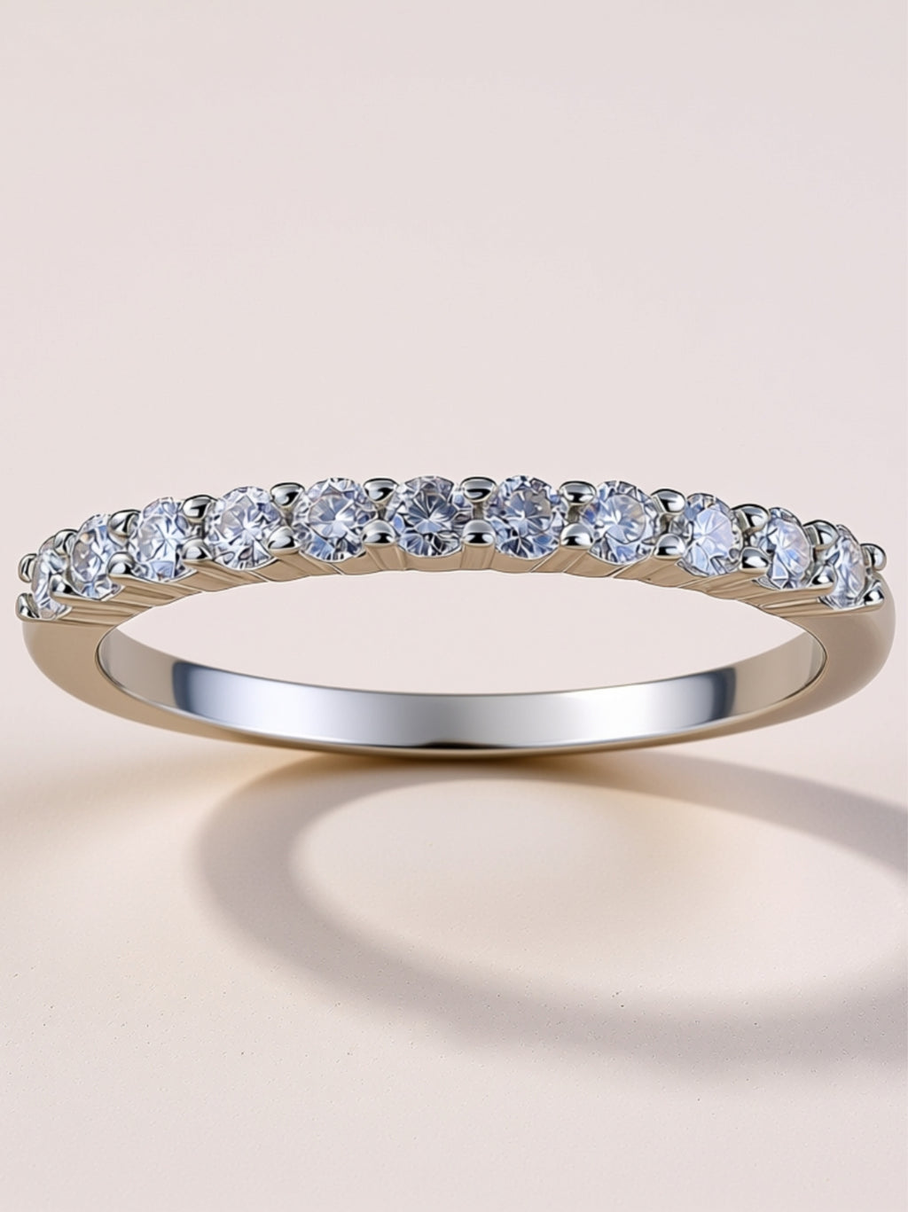 S925 Platinum‑Plated Prong‑Set Moissanite Band
