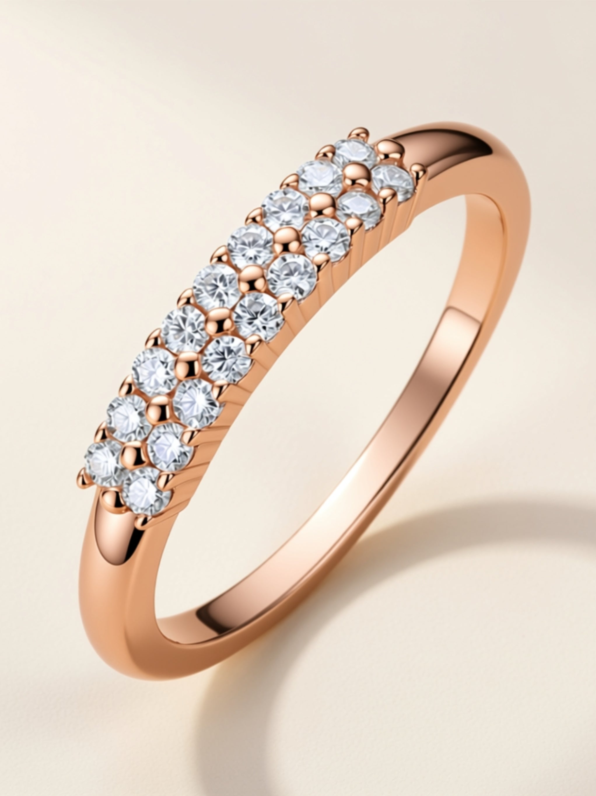 Triple‑Row Moissanite Band Ring