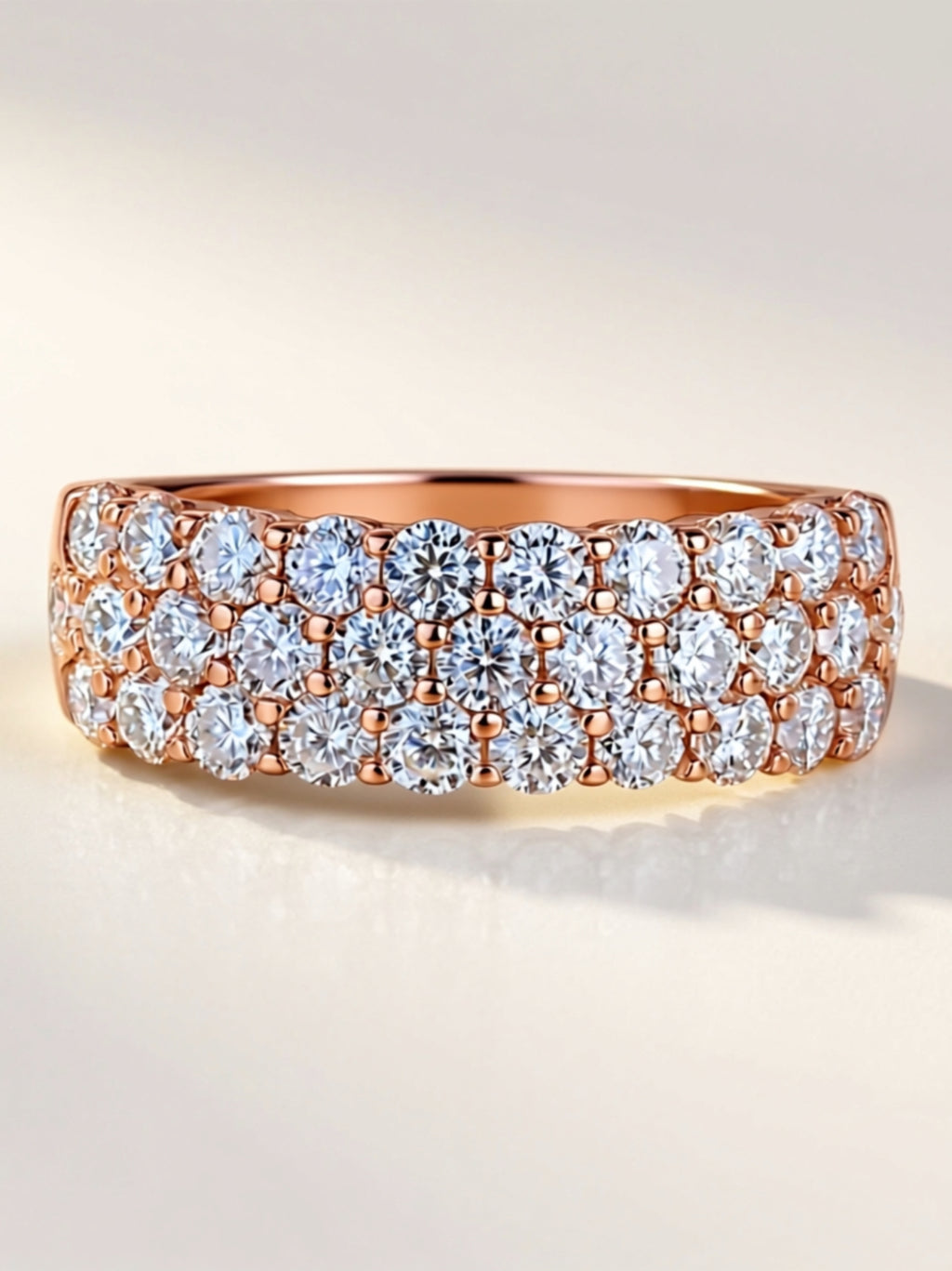 Triple Row Micro‑Pavé Moissanite Band Ring
