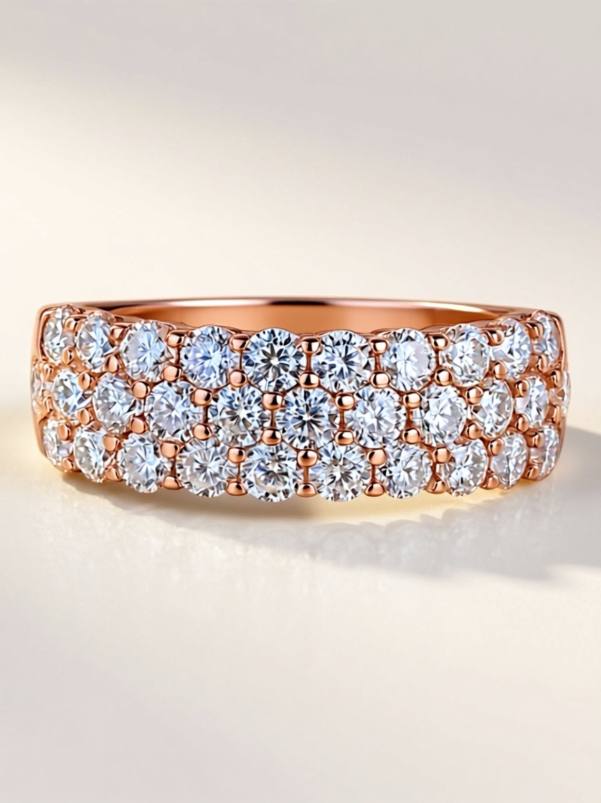 Triple Row Micro‑Pavé Moissanite Band Ring