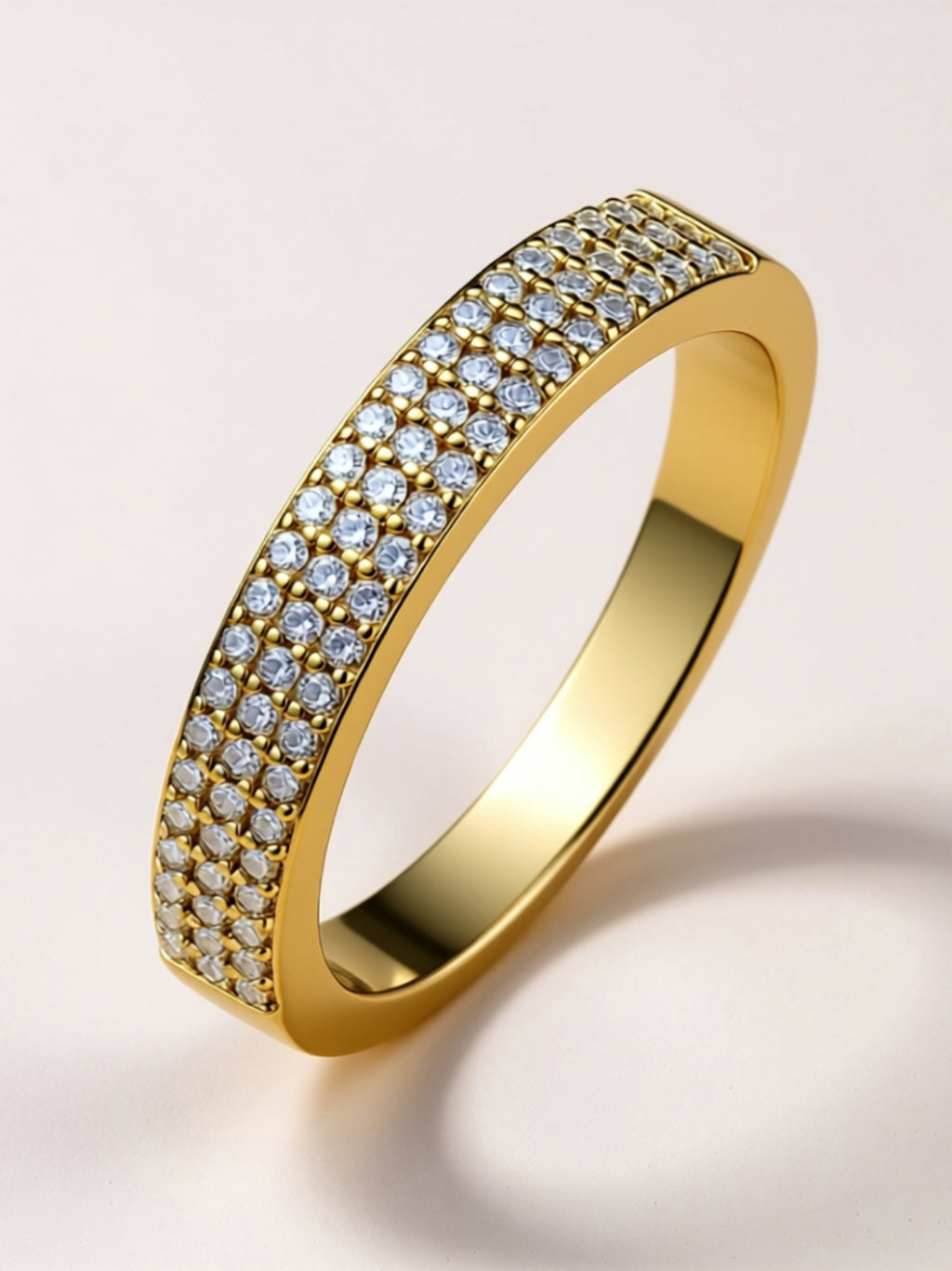 Triple‑Row Pavé Moissanite Band
