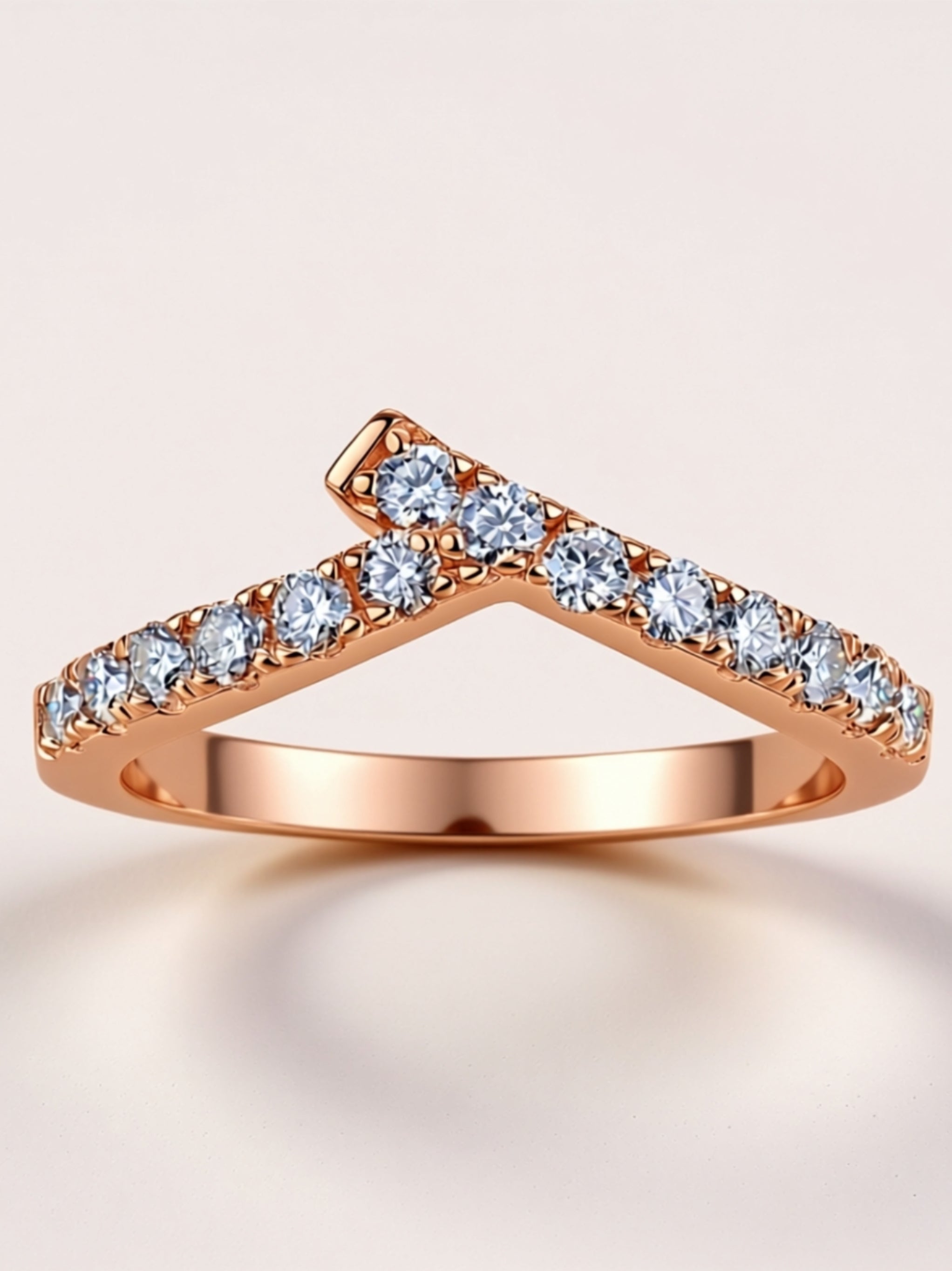 V‑Shaped Moissanite Stacking Ring