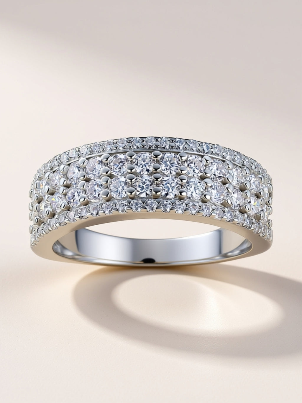 S925 Platinum‑Plated Wide Moissanite Band