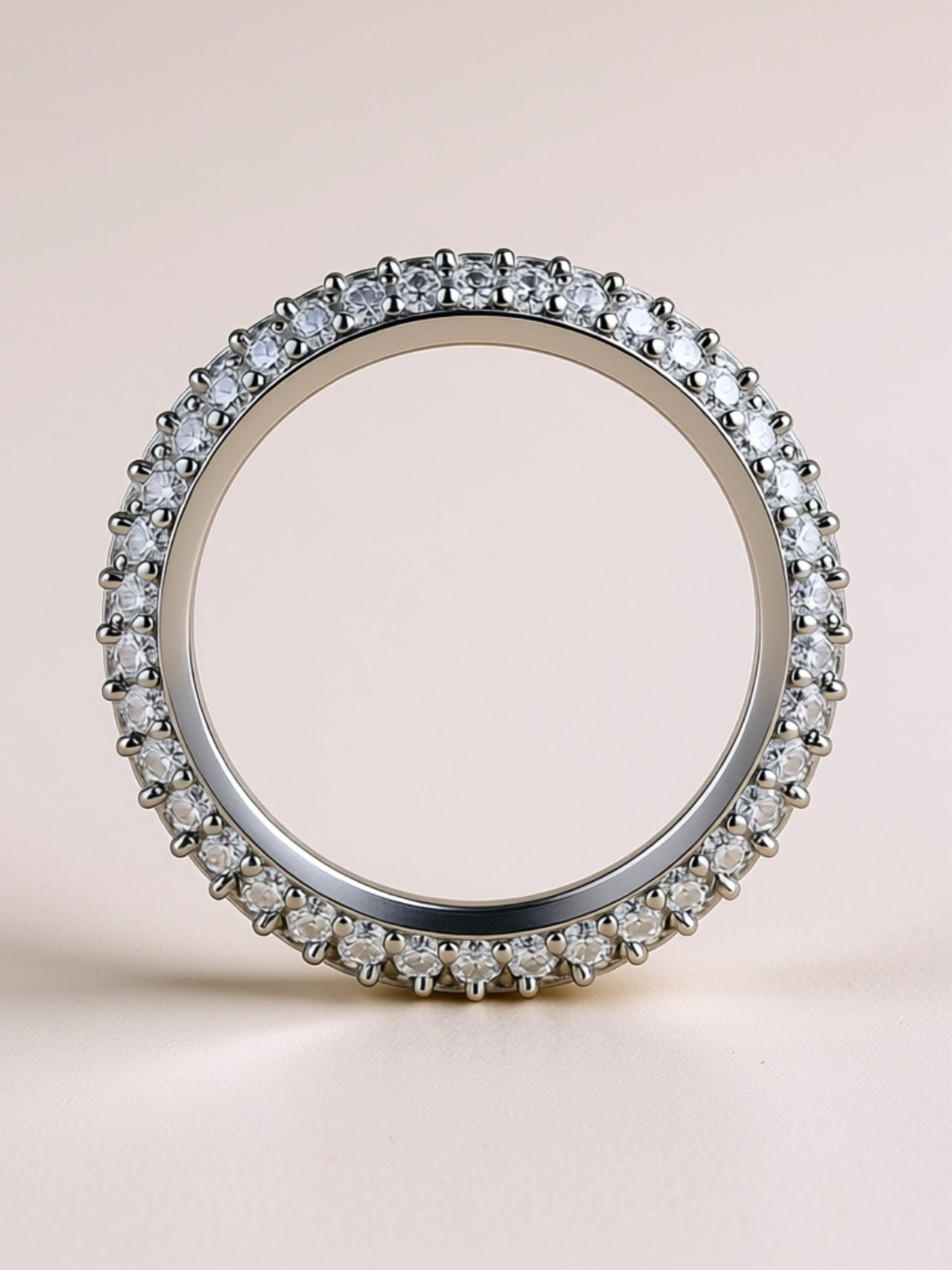 Triple‑Row Pavé Moissanite Dome Band