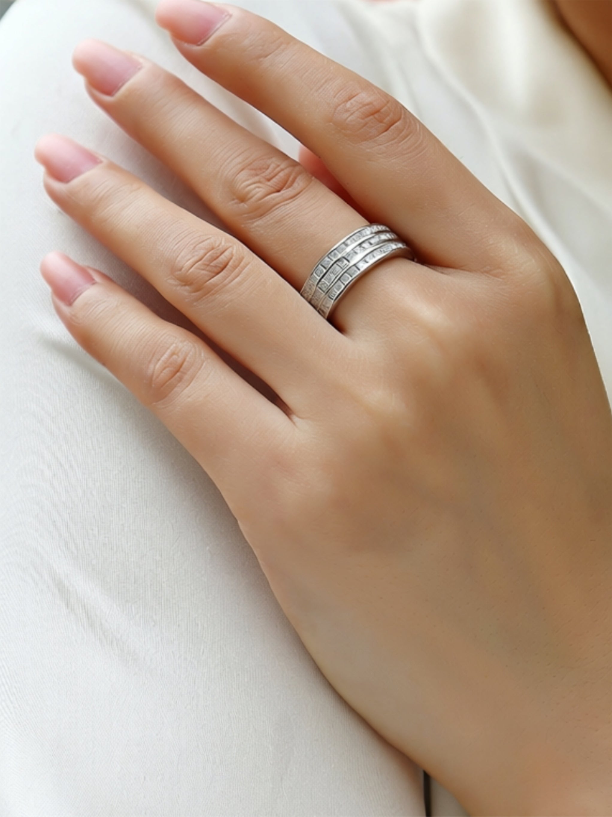 Triple‑Row Moissanite Ring Set