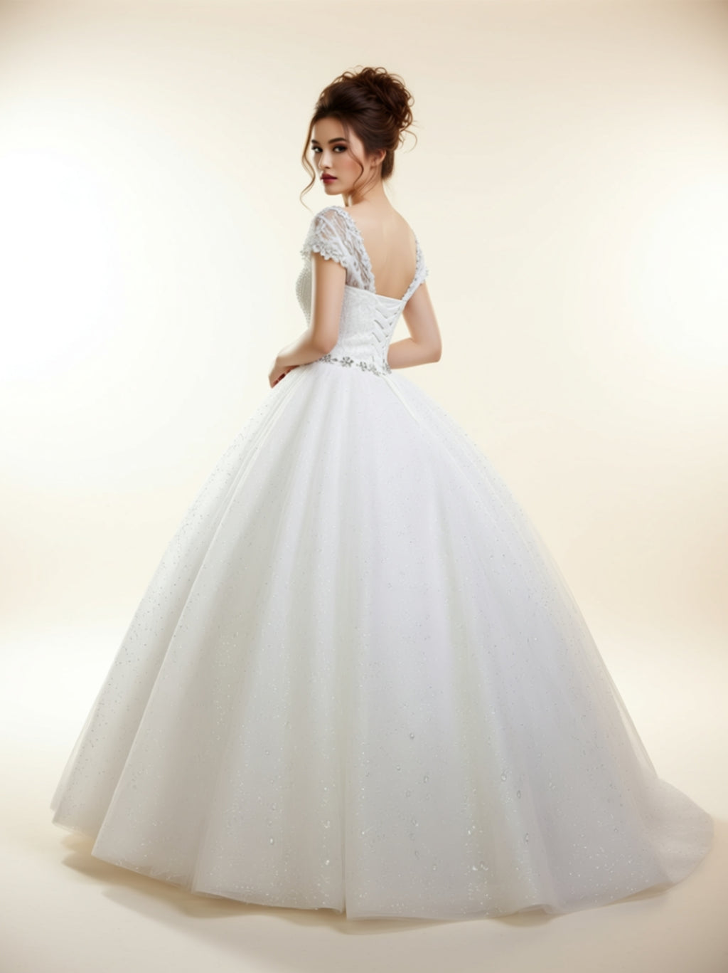 Elegant Lace Ball Gown with Beaded Details