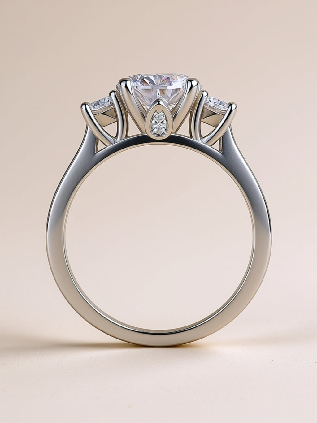 2CT Three‑Stone Moissanite Engagement Ring
