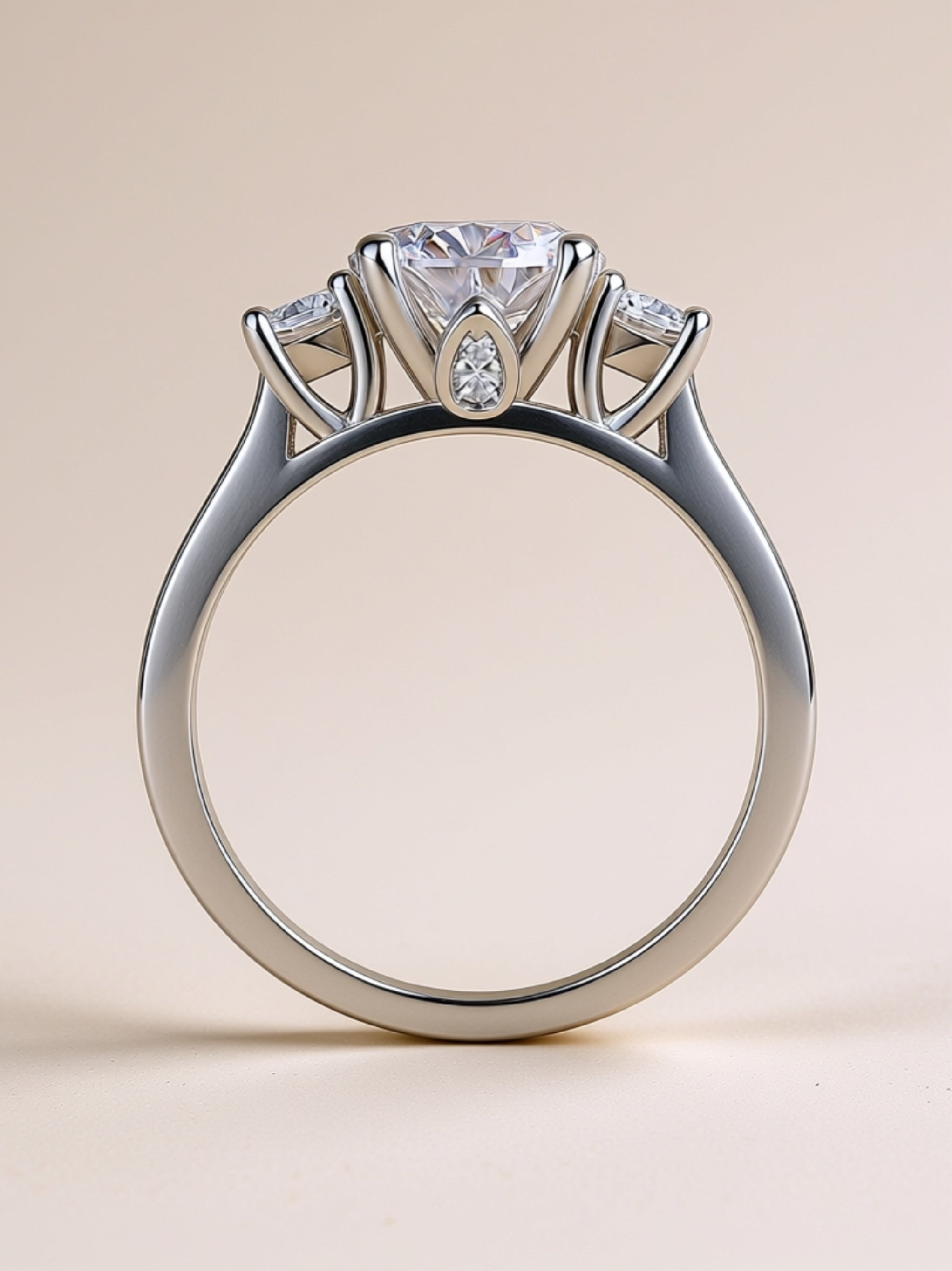 2CT Three‑Stone Moissanite Engagement Ring