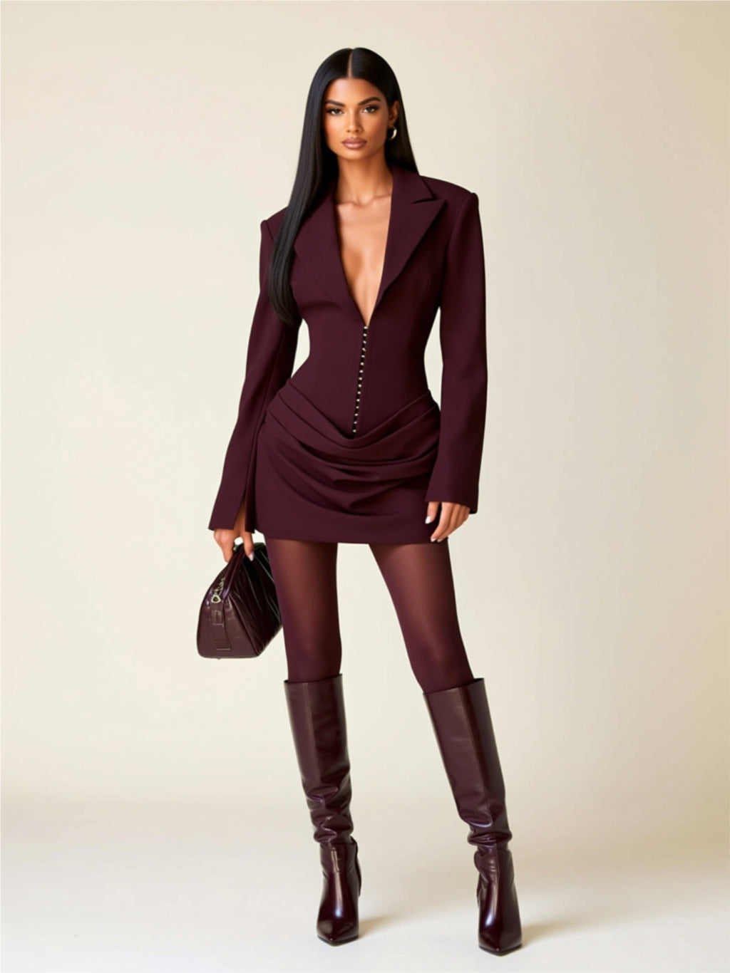 Ruched Blazer Mini Dress