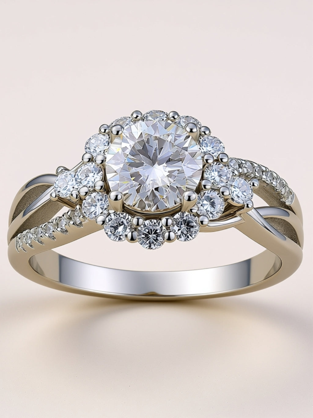 2 Carat Moissanite Halo Engagement Ring