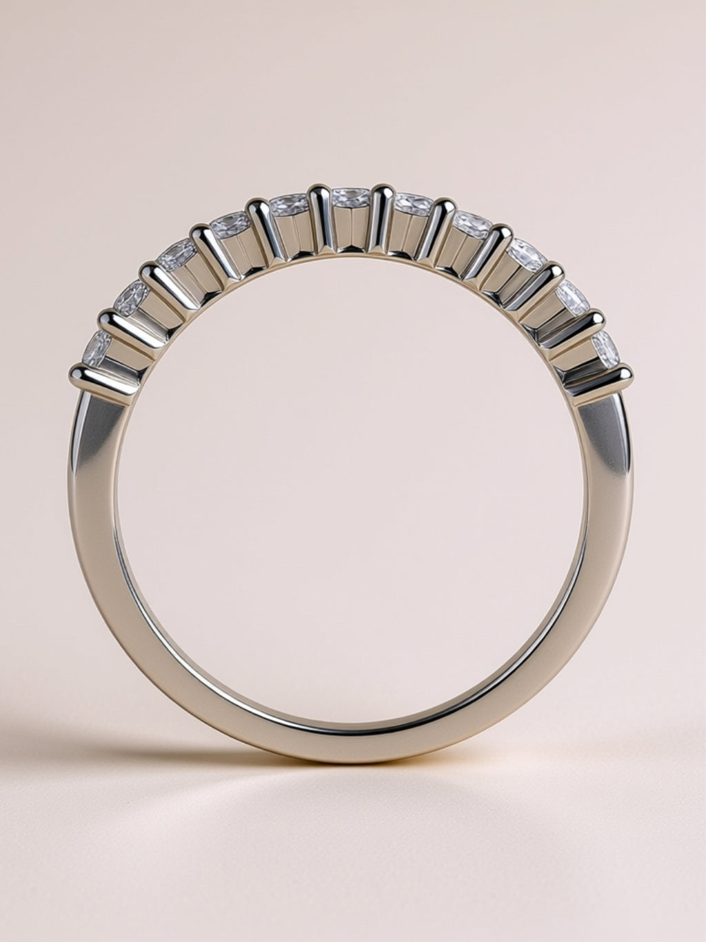 S925 Platinum‑Plated Prong‑Set Moissanite Band