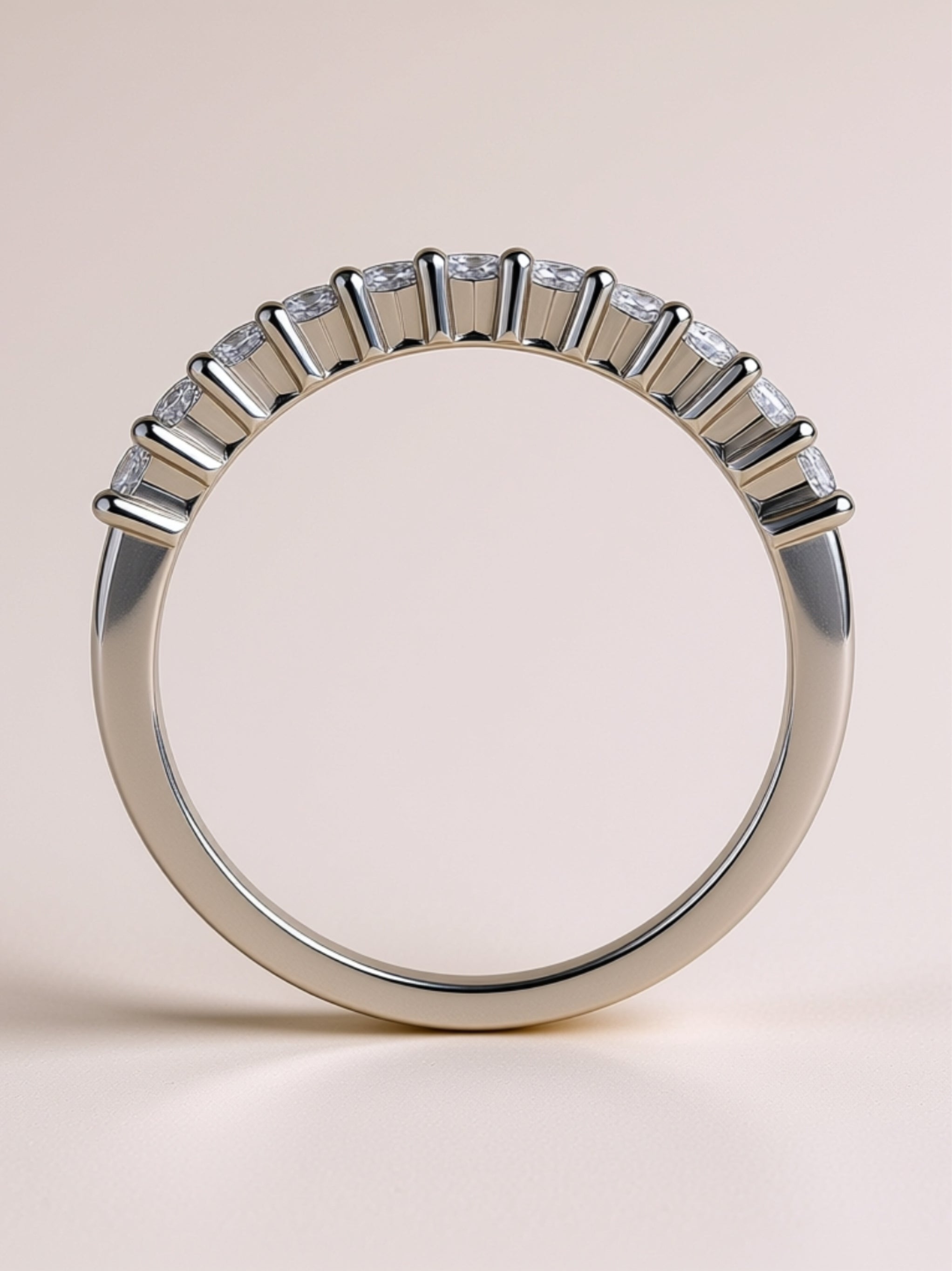 S925 Platinum‑Plated Prong‑Set Moissanite Band