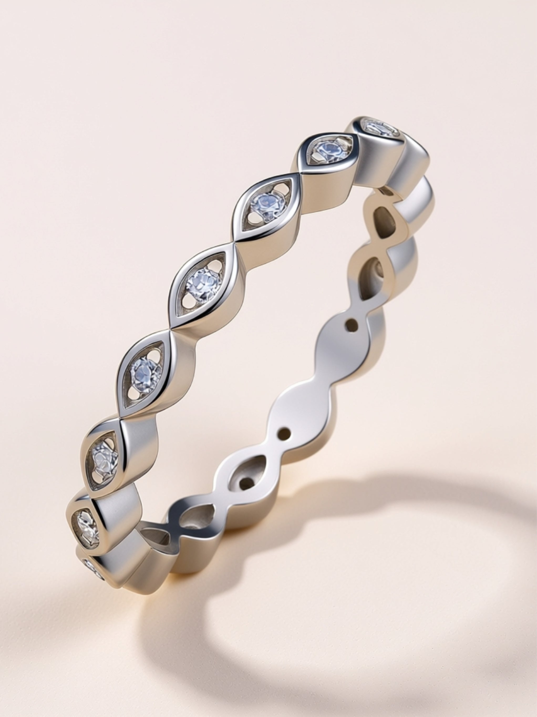 925 Platinum‑Plated Bezel‑Set Moissanite Band