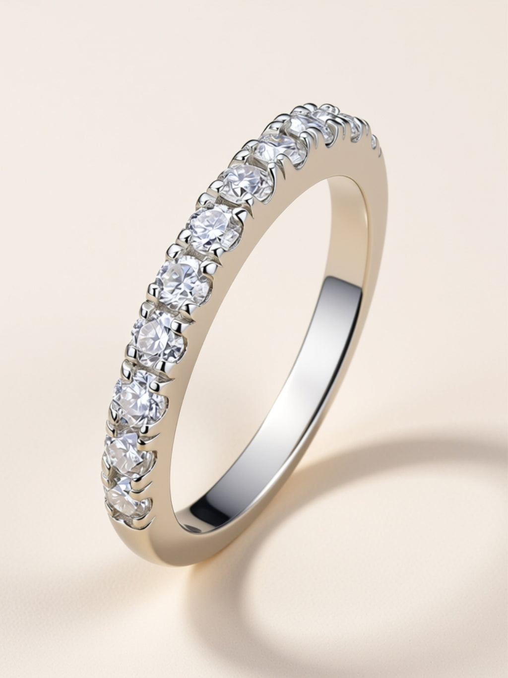 S925 Moissanite Half‑Eternity Band