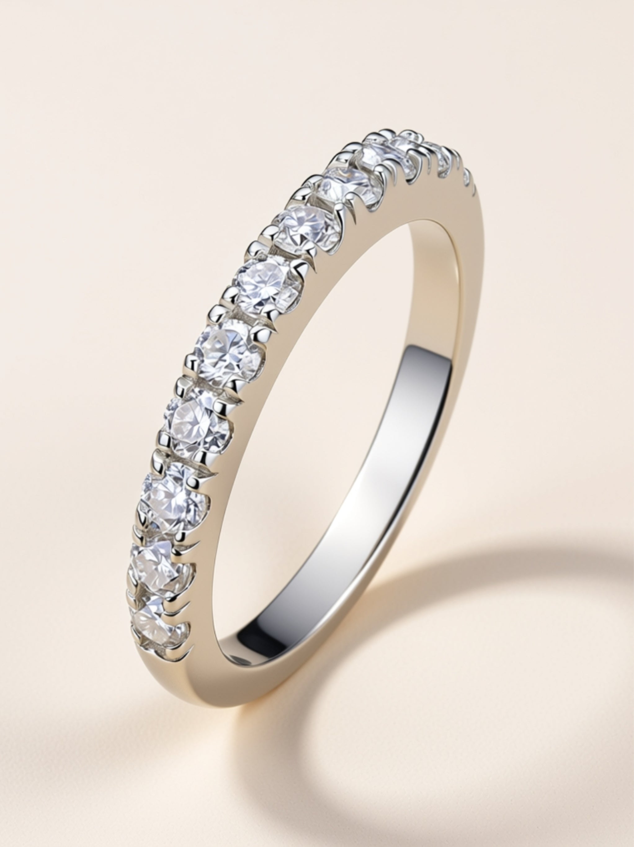 S925 Moissanite Half‑Eternity Band