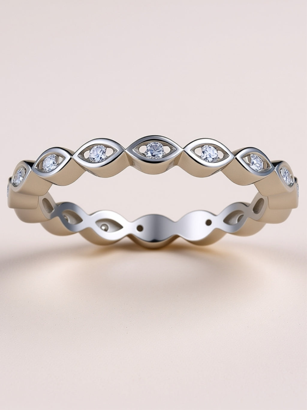 925 Platinum‑Plated Bezel‑Set Moissanite Band