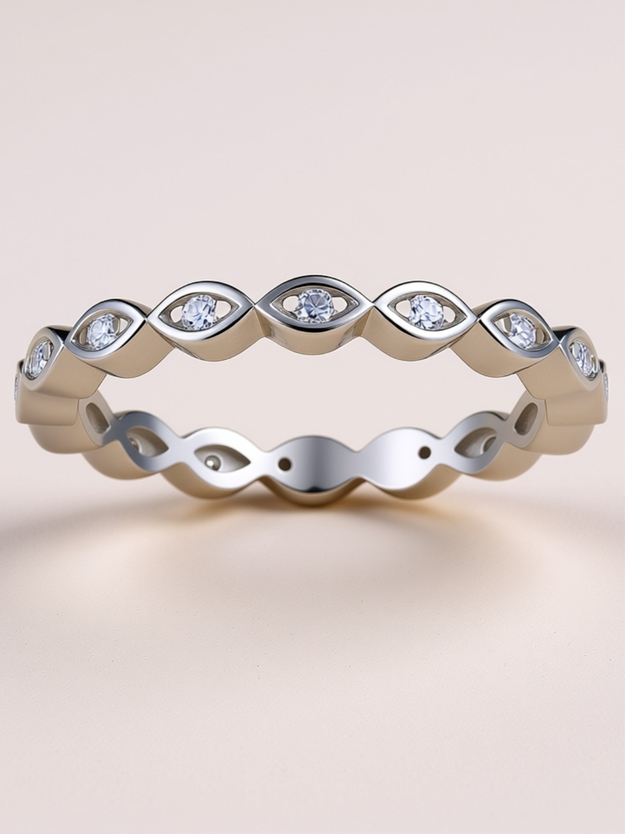 925 Platinum‑Plated Bezel‑Set Moissanite Band