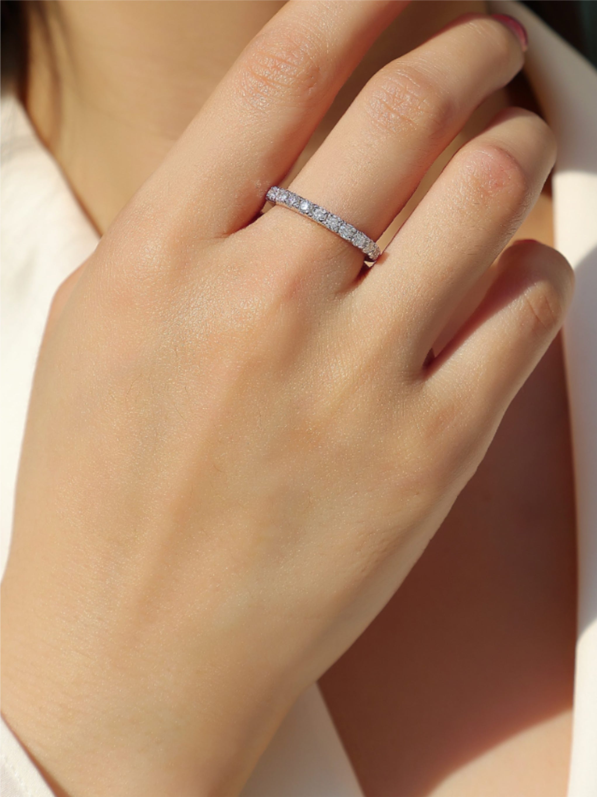 S925 Moissanite Half‑Eternity Band