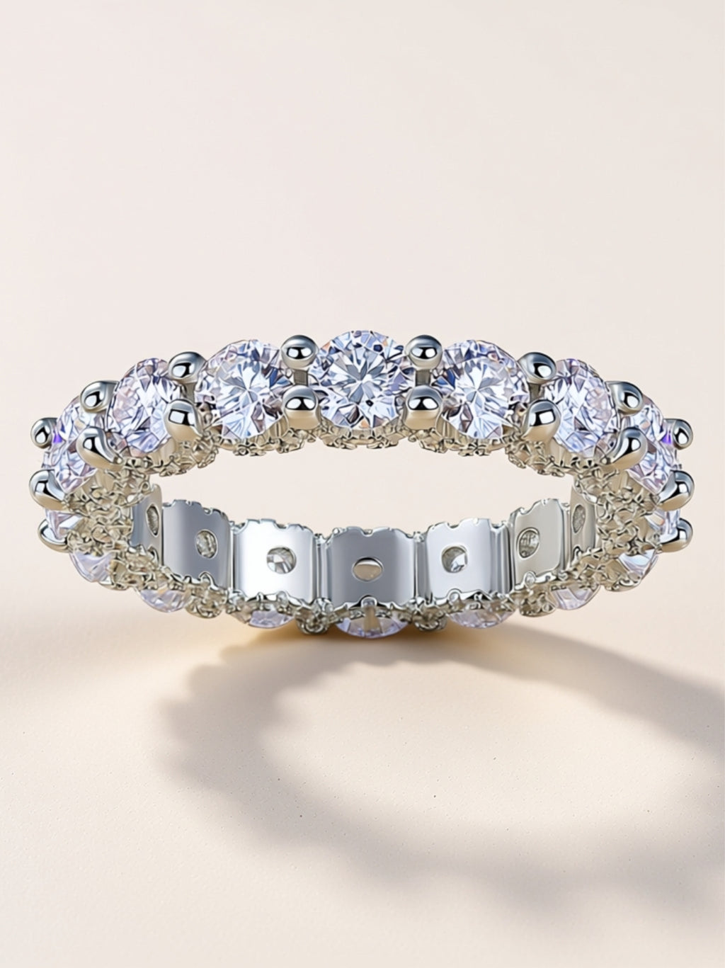 S925 Platinum‑Plated Moissanite Eternity Band