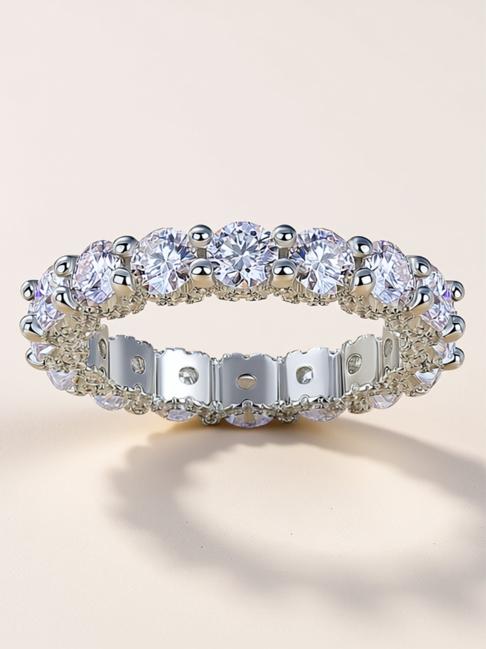 S925 Platinum‑Plated Moissanite Eternity Band
