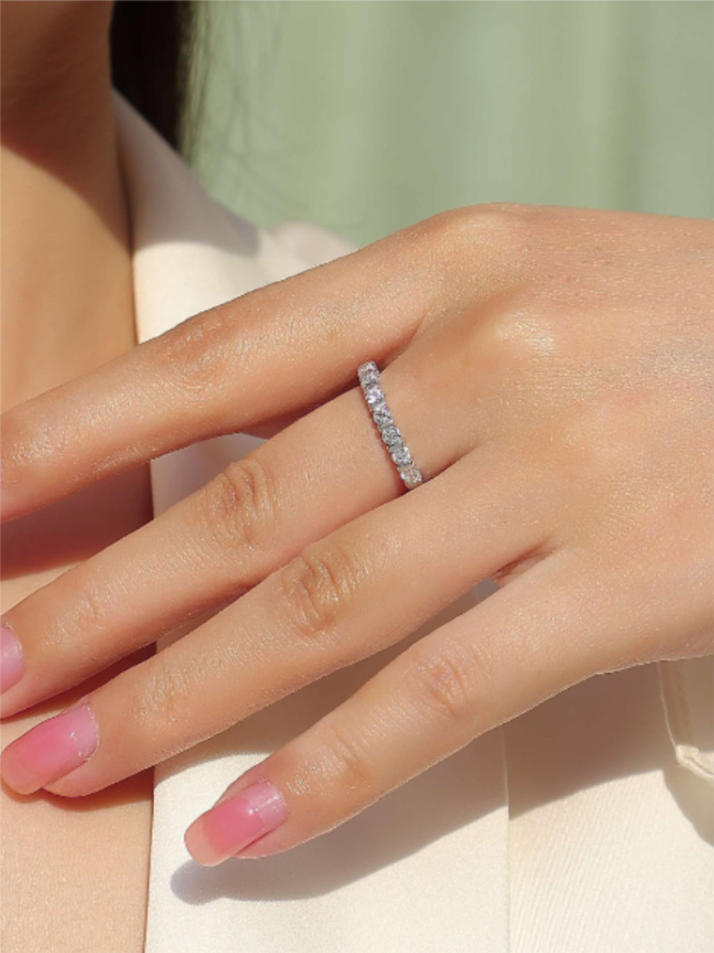 S925 Scalloped Moissanite Band