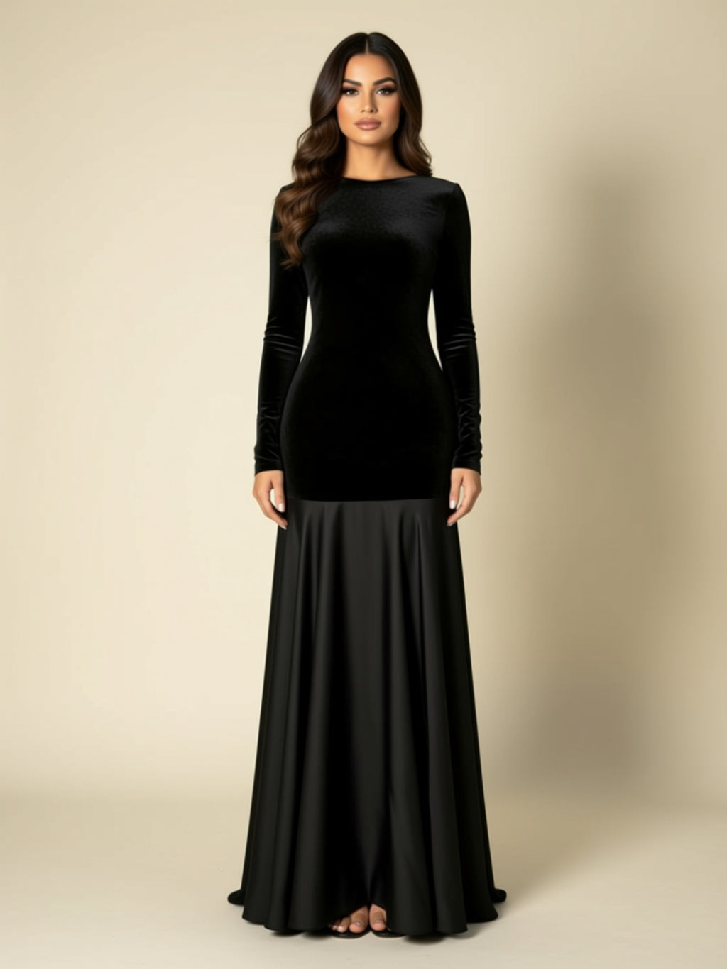 Black Long Sleeve Maxi Gown
