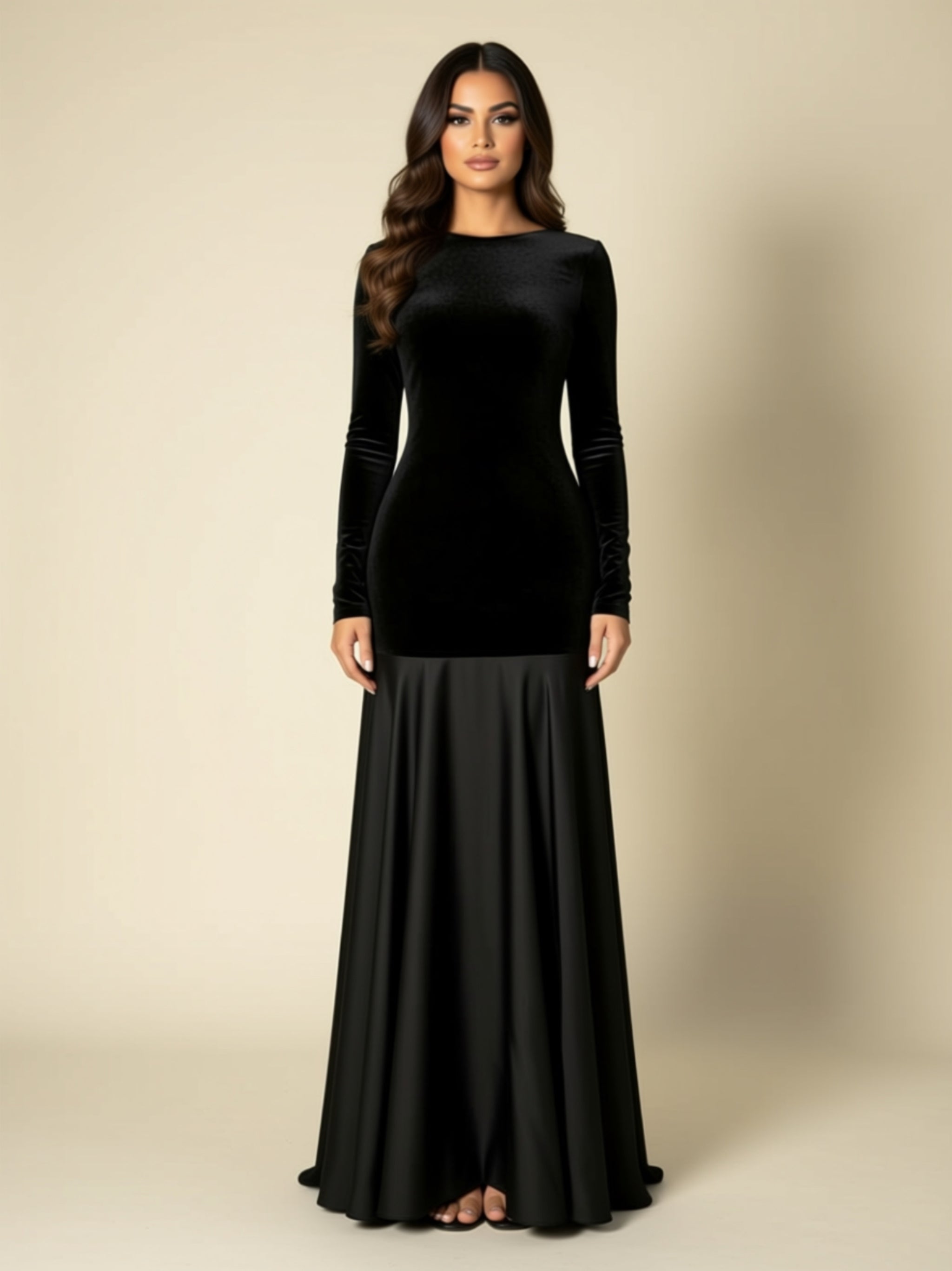 Black Long Sleeve Maxi Gown