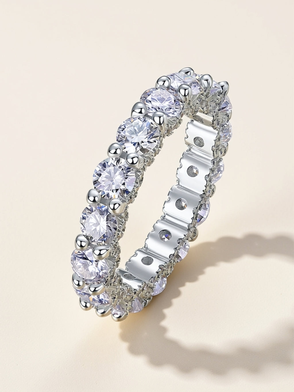 S925 Platinum‑Plated Moissanite Eternity Band