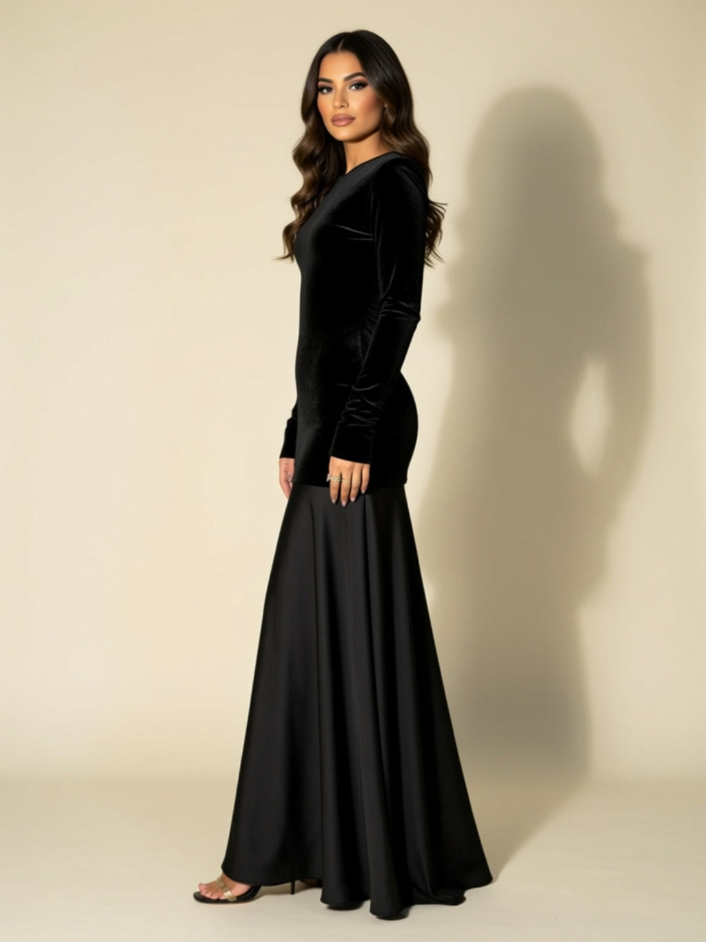 Black Long Sleeve Maxi Gown