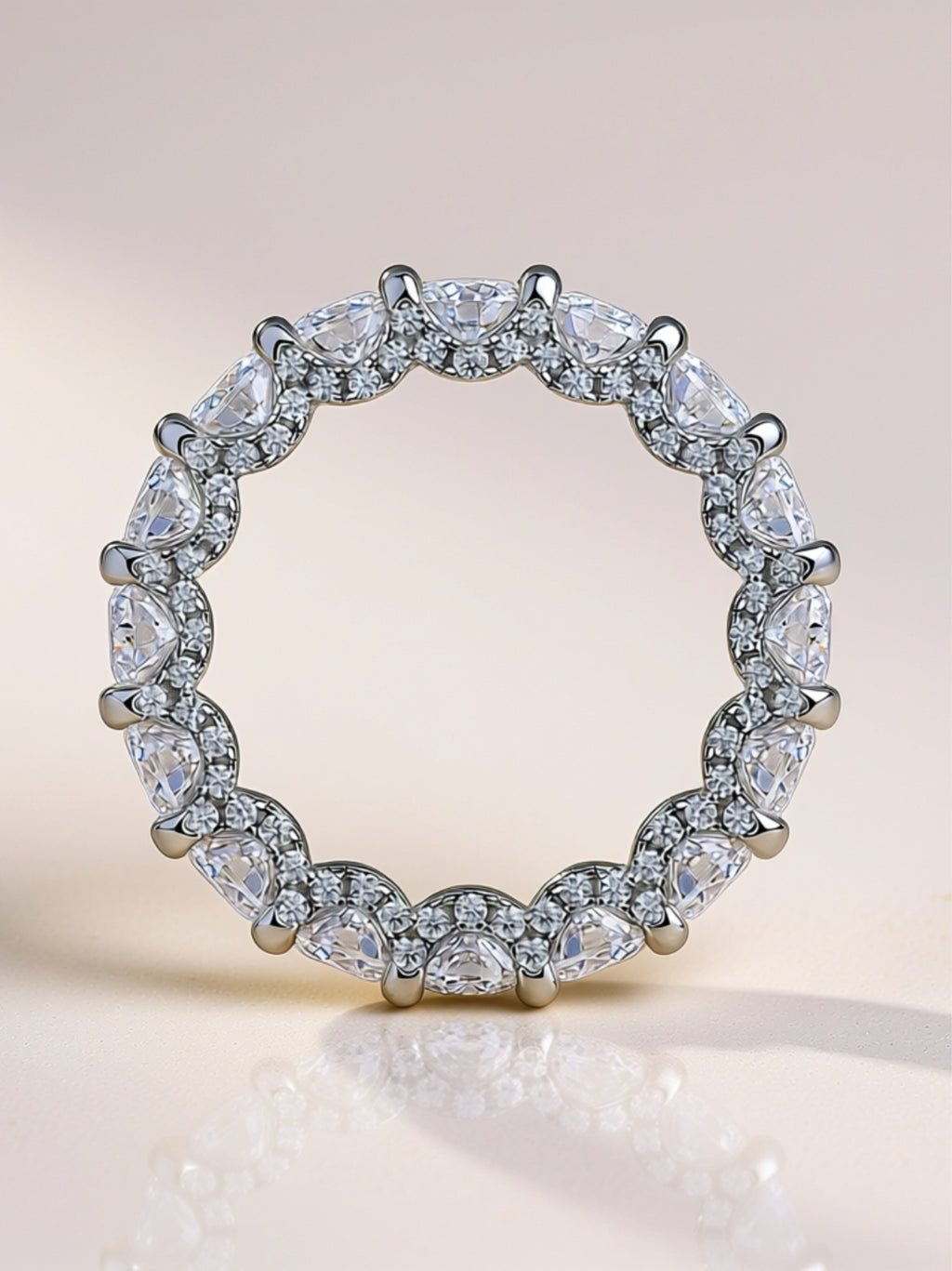 S925 Platinum‑Plated Moissanite Eternity Band
