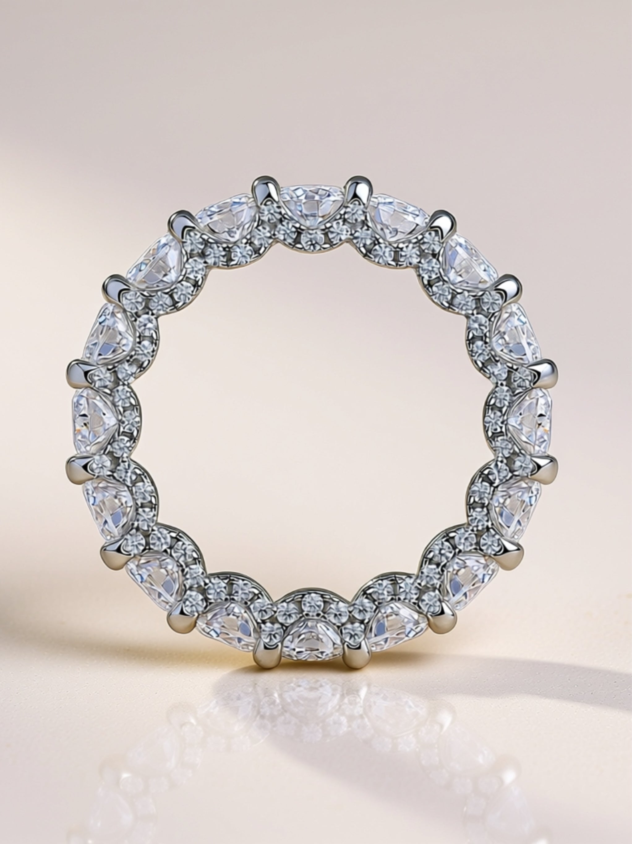 S925 Platinum‑Plated Moissanite Eternity Band