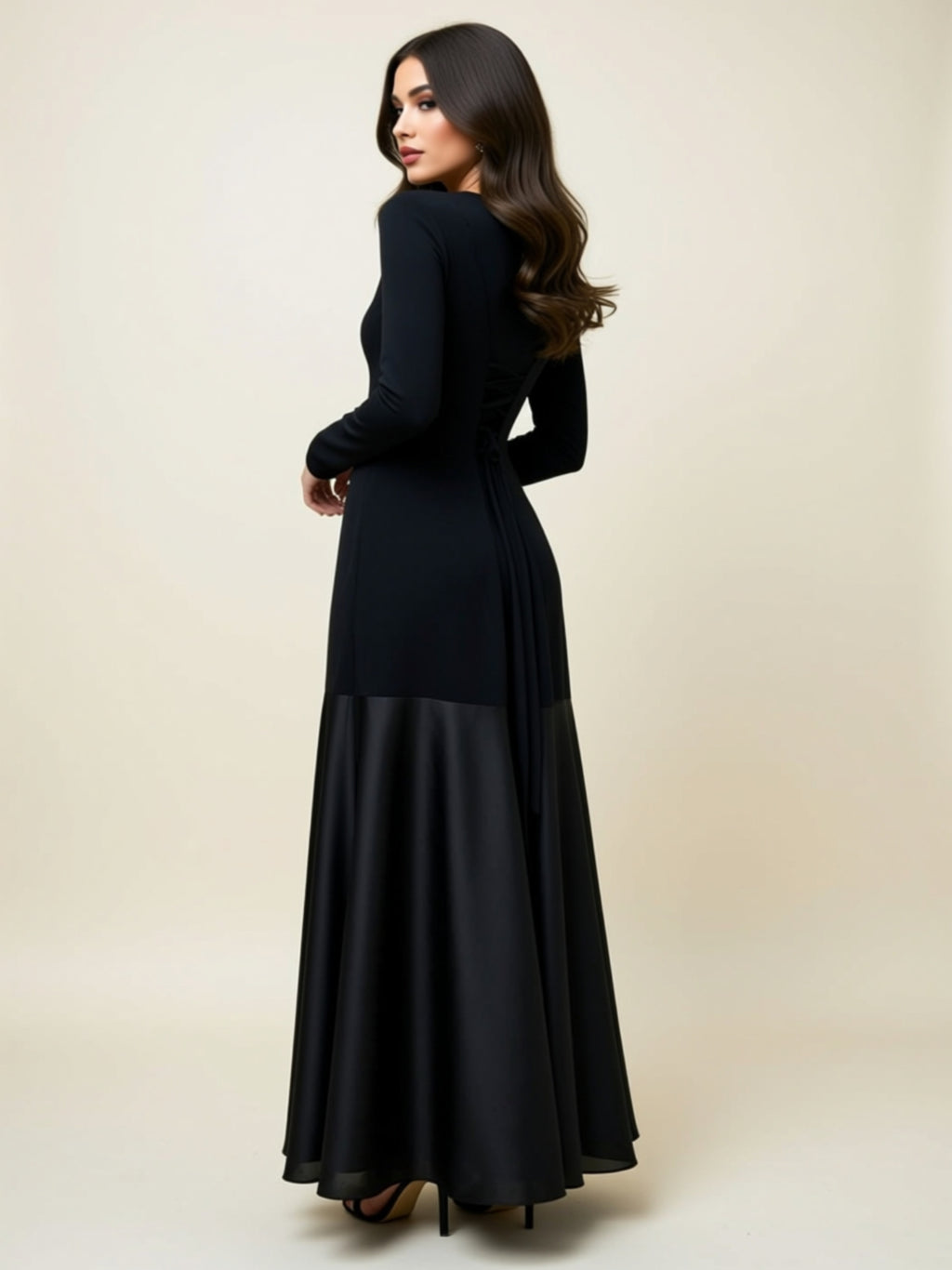 Black Long Sleeve Maxi Gown