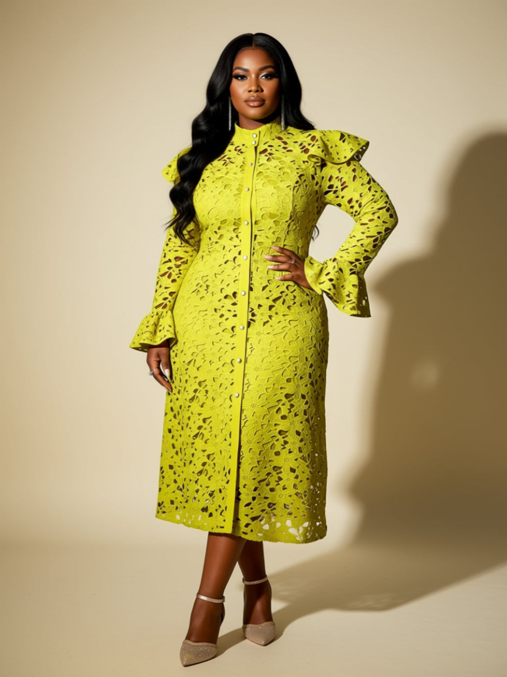Two‑Piece Lace Midi Dress Set