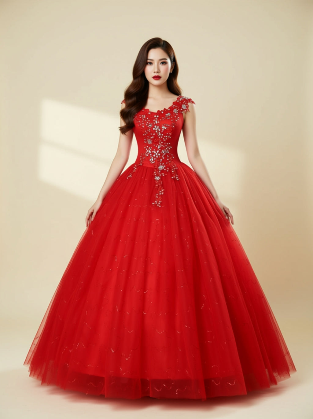 Lace Appliqué Ball Gown Wedding Dress