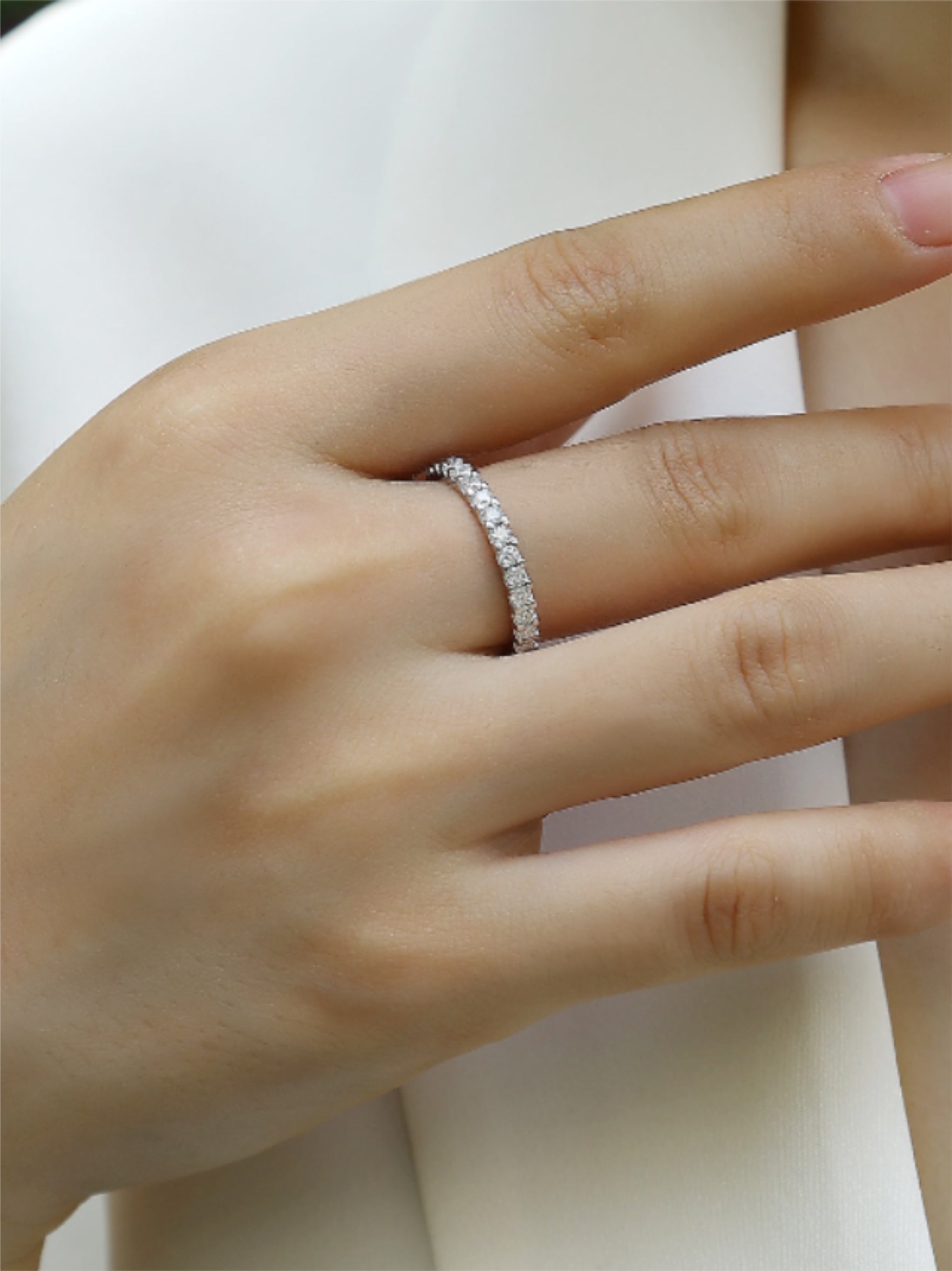 Dainty Moissanite Eternity Band