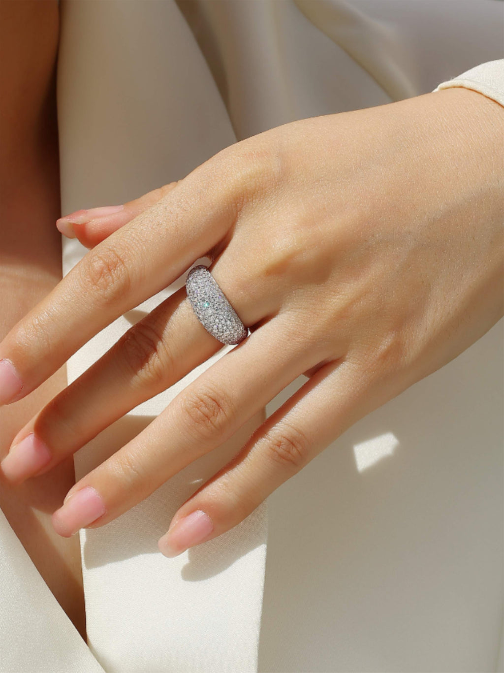Pavé Dome Moissanite Band Ring